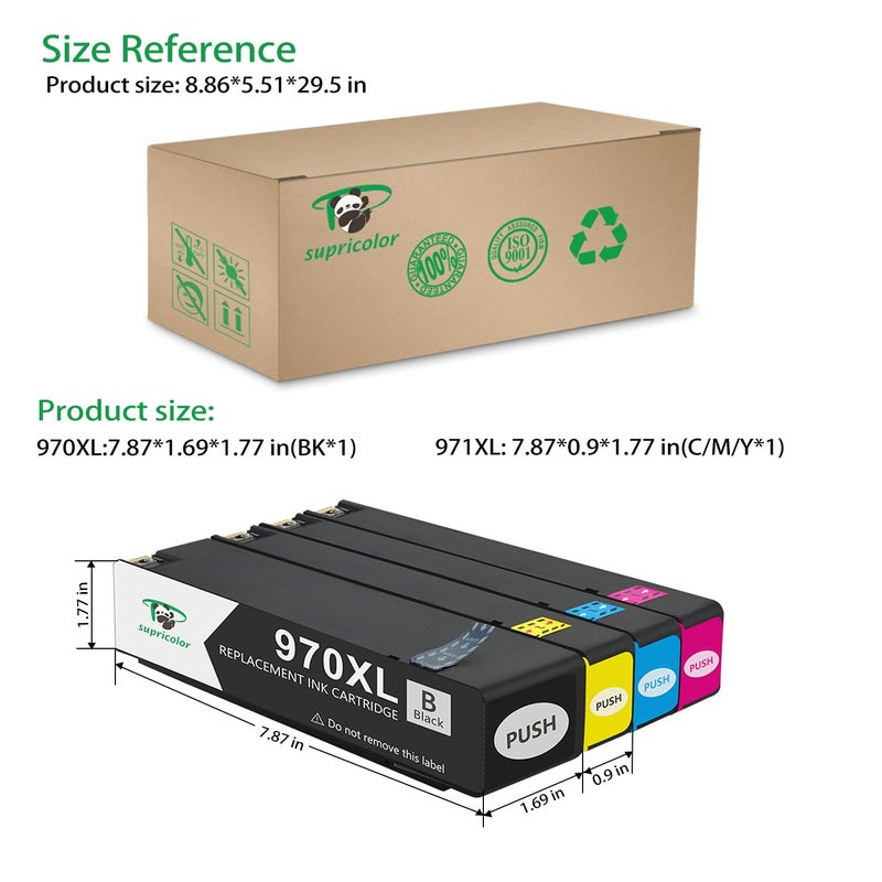 Supricolor Replacement 970xl 971xl Ink Cartridges, 970 971 Ink with V8 Chips Compatible for Officejet Pro X576dw X476dw X476dn X451dn X451dw X551dw Printer - Image 3